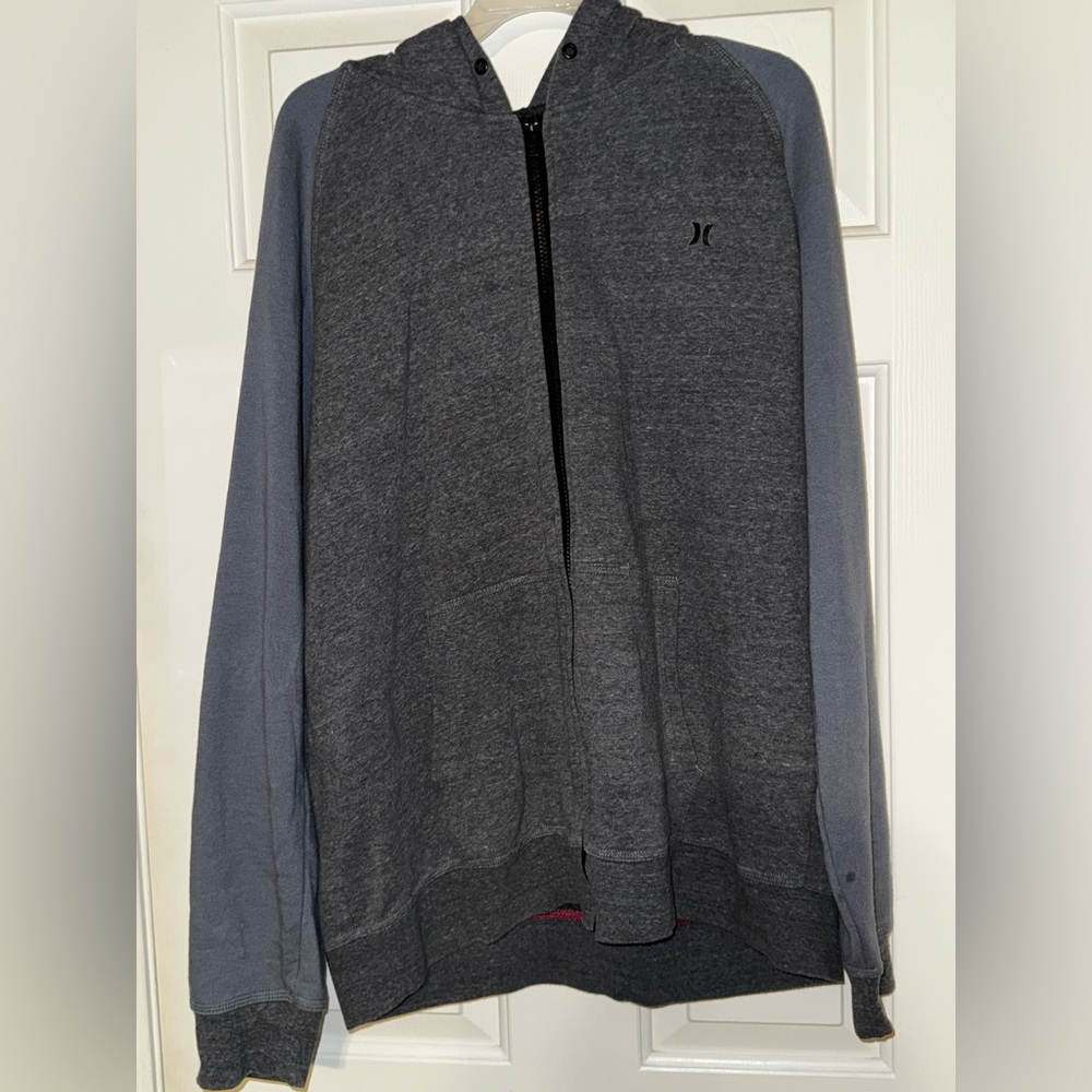 Hurley Men’s Dark Gray and Slate Zip-Up Hoodie